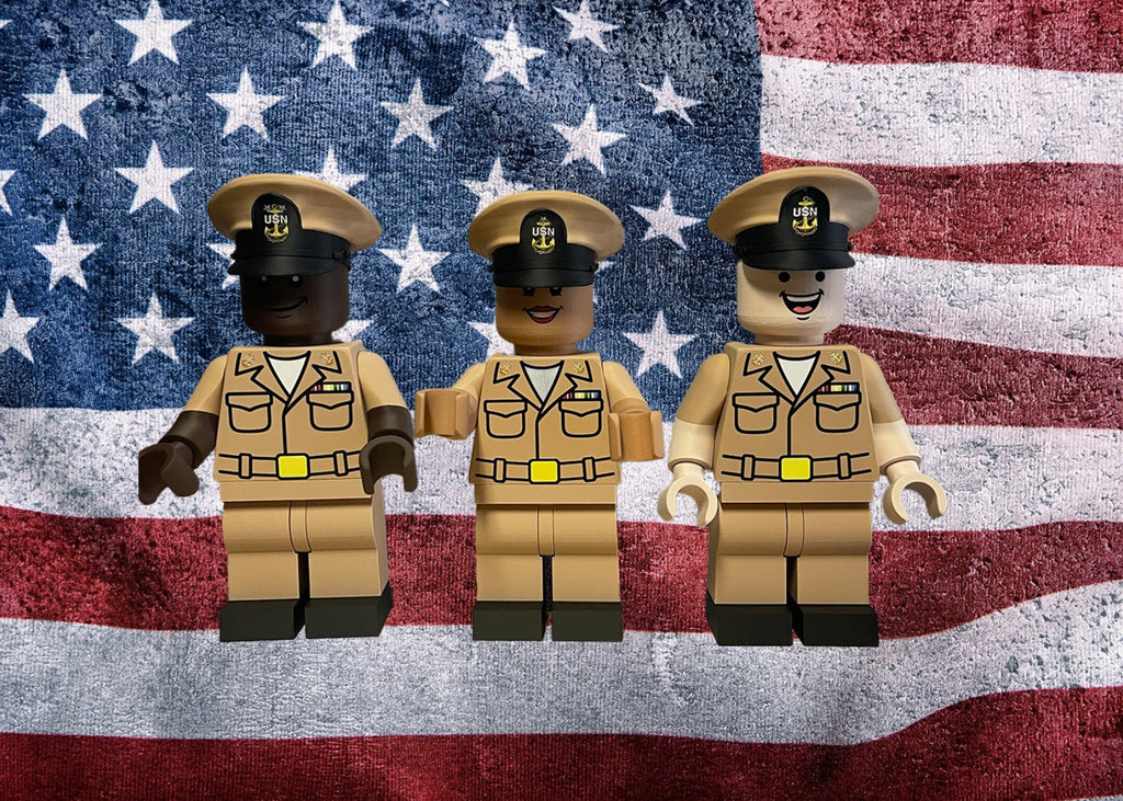Custom Navy Chief Brick Figures | Military Collectible Gift