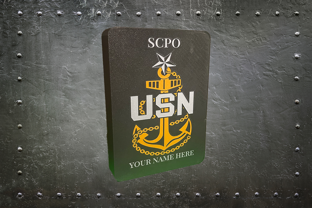 Custom Navy 3D Printed LED Lightbox | Personalized USN Rank, Rate & Name Display
