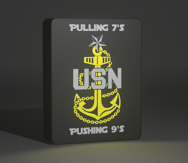 Custom Navy 3D Printed LED Lightbox | Personalized USN Rank, Rate & Name Display