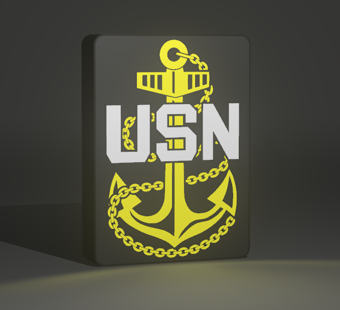 Custom Navy 3D Printed LED Lightbox | Personalized USN Rank, Rate & Name Display